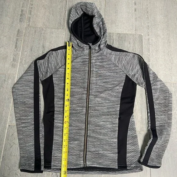 Athleta Quilted Hooded Jacket Snowscape Full Zip Space Gray Black Size Small - Picture 7 of 10